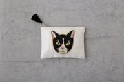 COTTAGE/コテージ　キャット 刺繍 フラットポーチ (M)