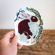 moritaMiW/モリタミウ　小皿 ウサギ「春山の衣替えの雪兎」