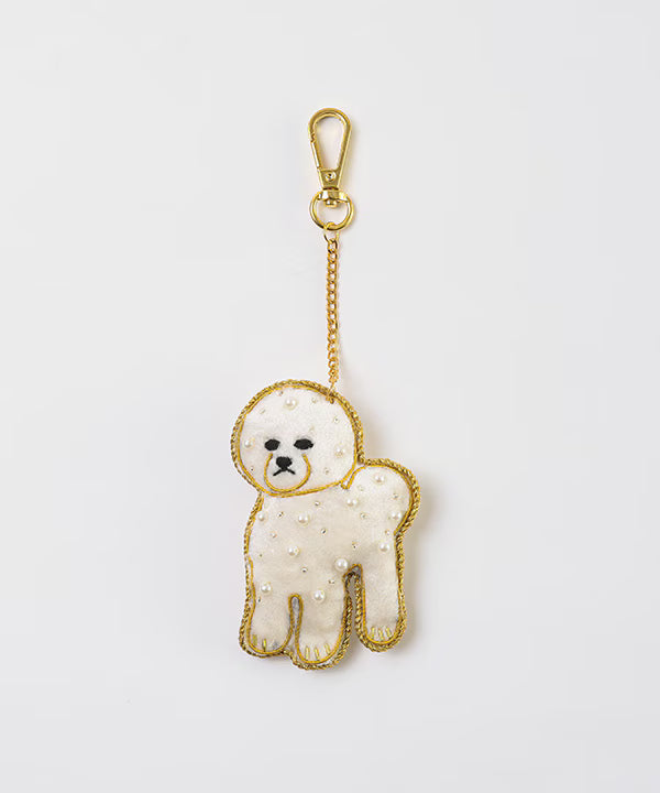 COTTAGE/コテージ　ザリ刺繍 キーホルダー ビションフリーゼ