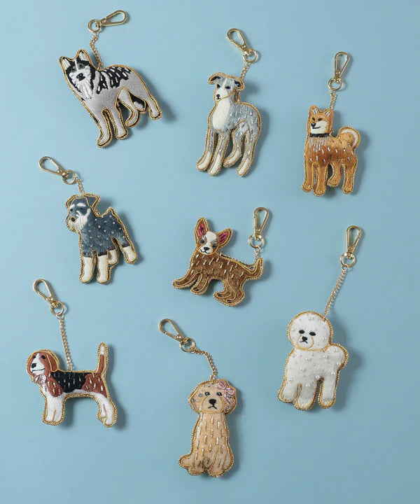 COTTAGE/コテージ　ザリ刺繍 キーホルダー シュナウザー