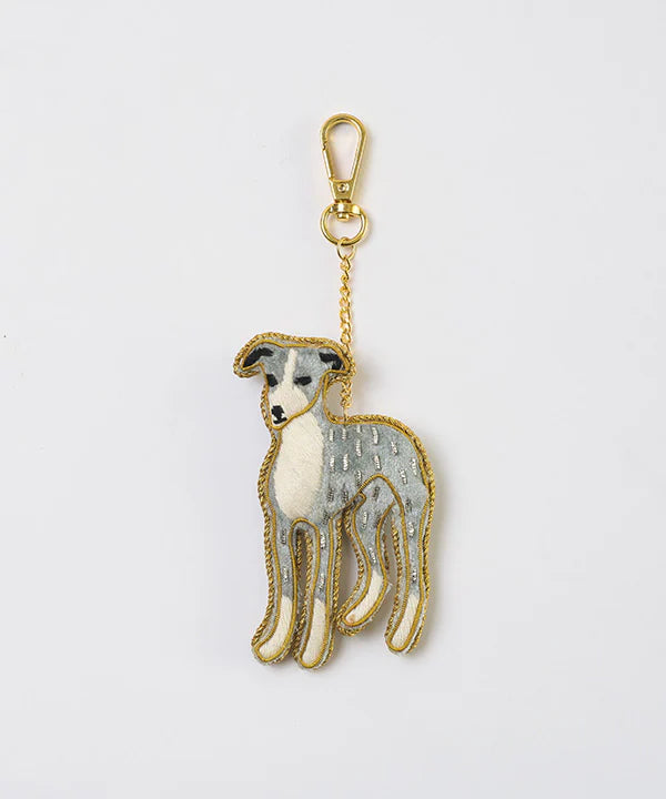 COTTAGE/コテージ　ザリ刺繍 キーホルダー イタリアングレイハウンド