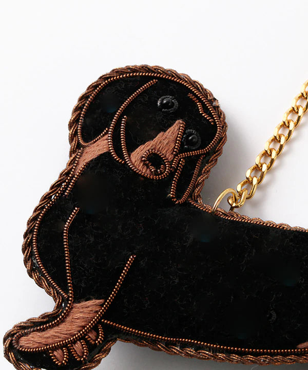 COTTAGE/コテージ　ザリ刺繍 キーホルダー ダックスフンド