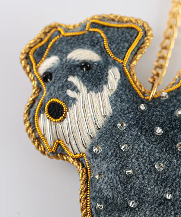 COTTAGE/コテージ　ザリ刺繍 キーホルダー シュナウザー