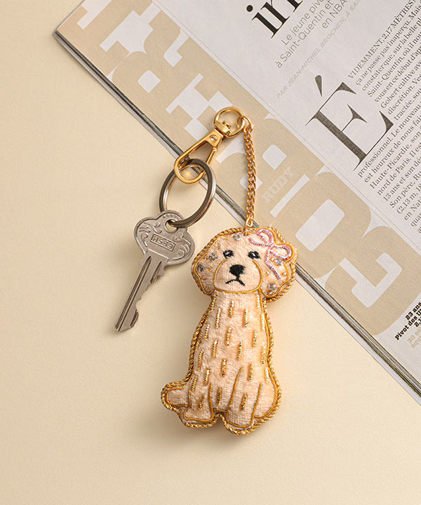 COTTAGE/コテージ　ザリ刺繍 キーホルダー トイプードル