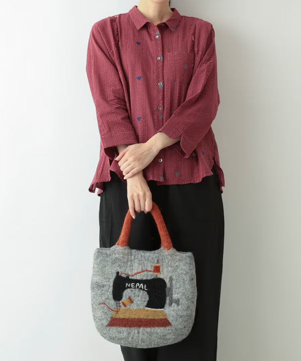 刺繍フェルトバッグ　ミシン