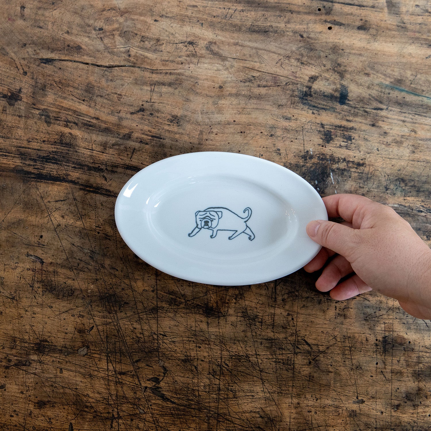 トラネコボンボン　犬の楕円皿 (小)