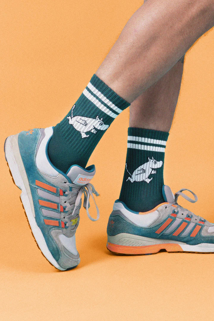 Moomin/ムーミン 　メンズ レトロ ソックス ムーミン ランニング フォレストグリーン