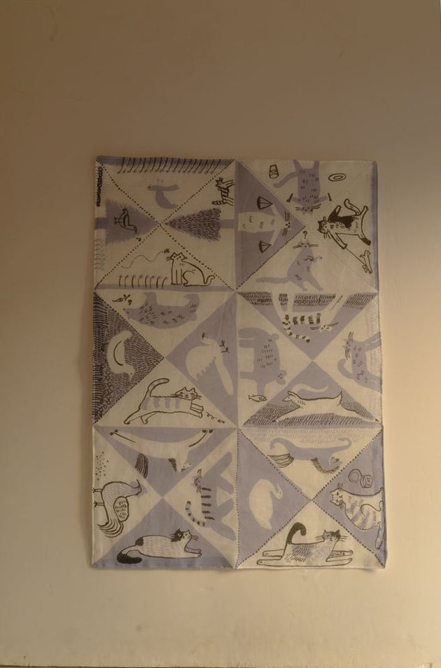 トラネコボンボン　大判蚊帳生地ふきん