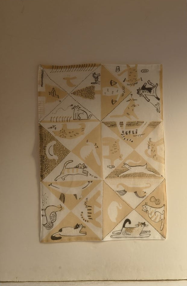 トラネコボンボン　大判蚊帳生地ふきん