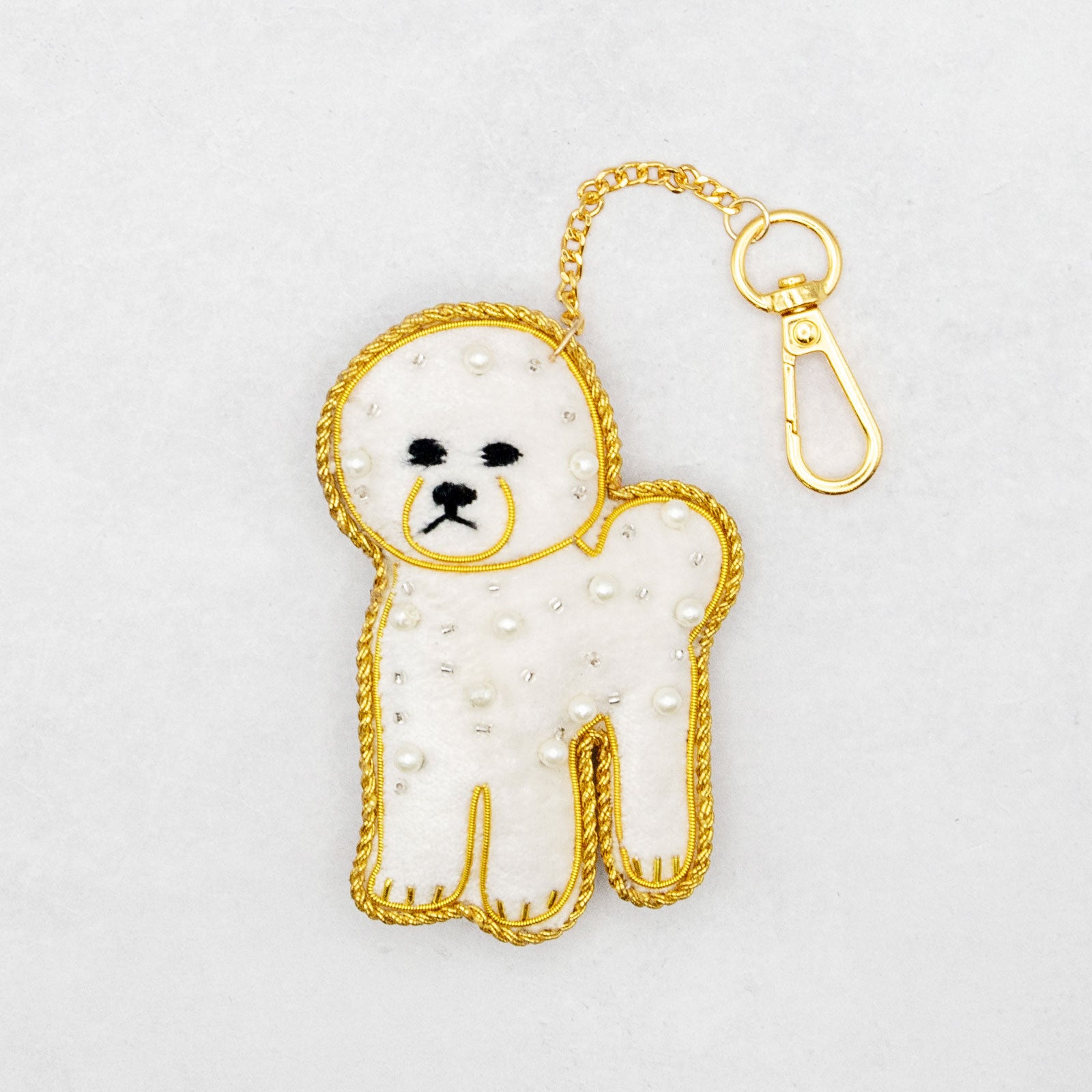 COTTAGE/コテージ　ザリ刺繍 キーホルダー ビションフリーゼ