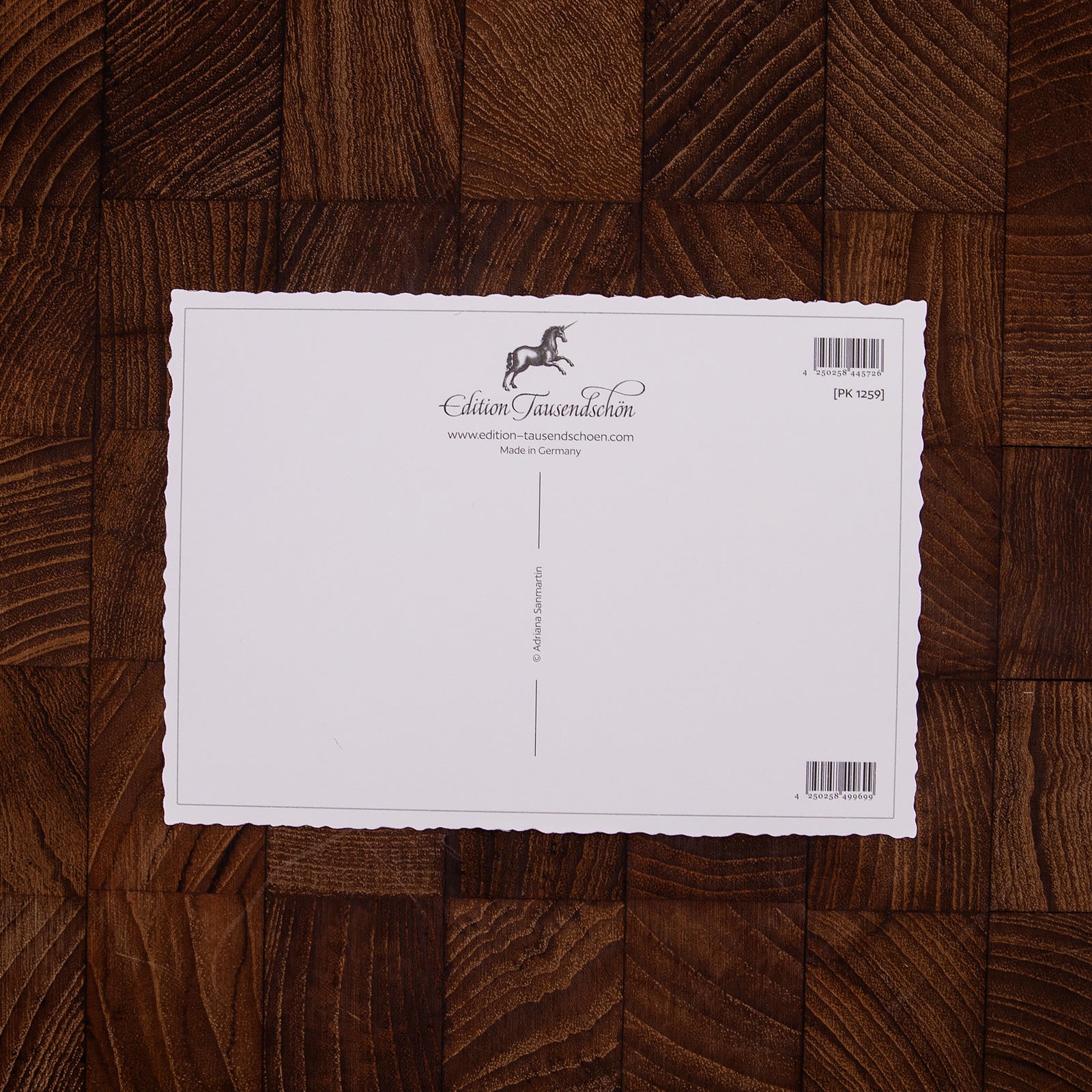 ドイツ製 クリスマス ポストカード ラメ＆ダイカット加工 サンタとトナカイ