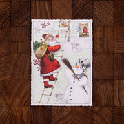 ドイツ製 クリスマス ポストカード ラメ＆ダイカット加工 サンタ＆雪だるま