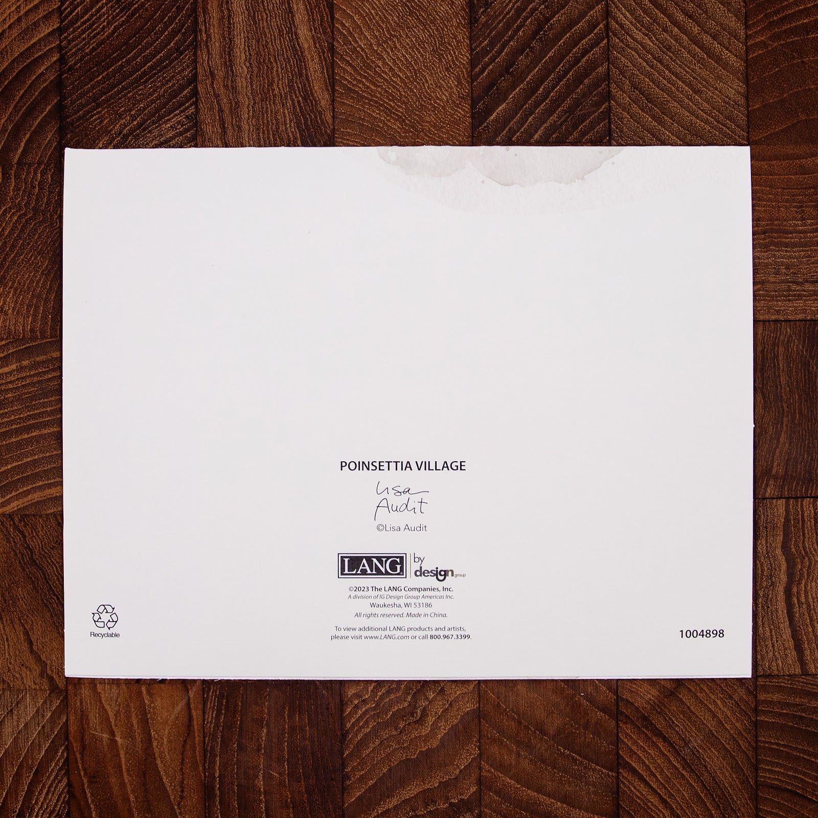 LANG社　クリスマスグリーティングカード　2つ折り　カラー封筒付き　Poinsettia Village