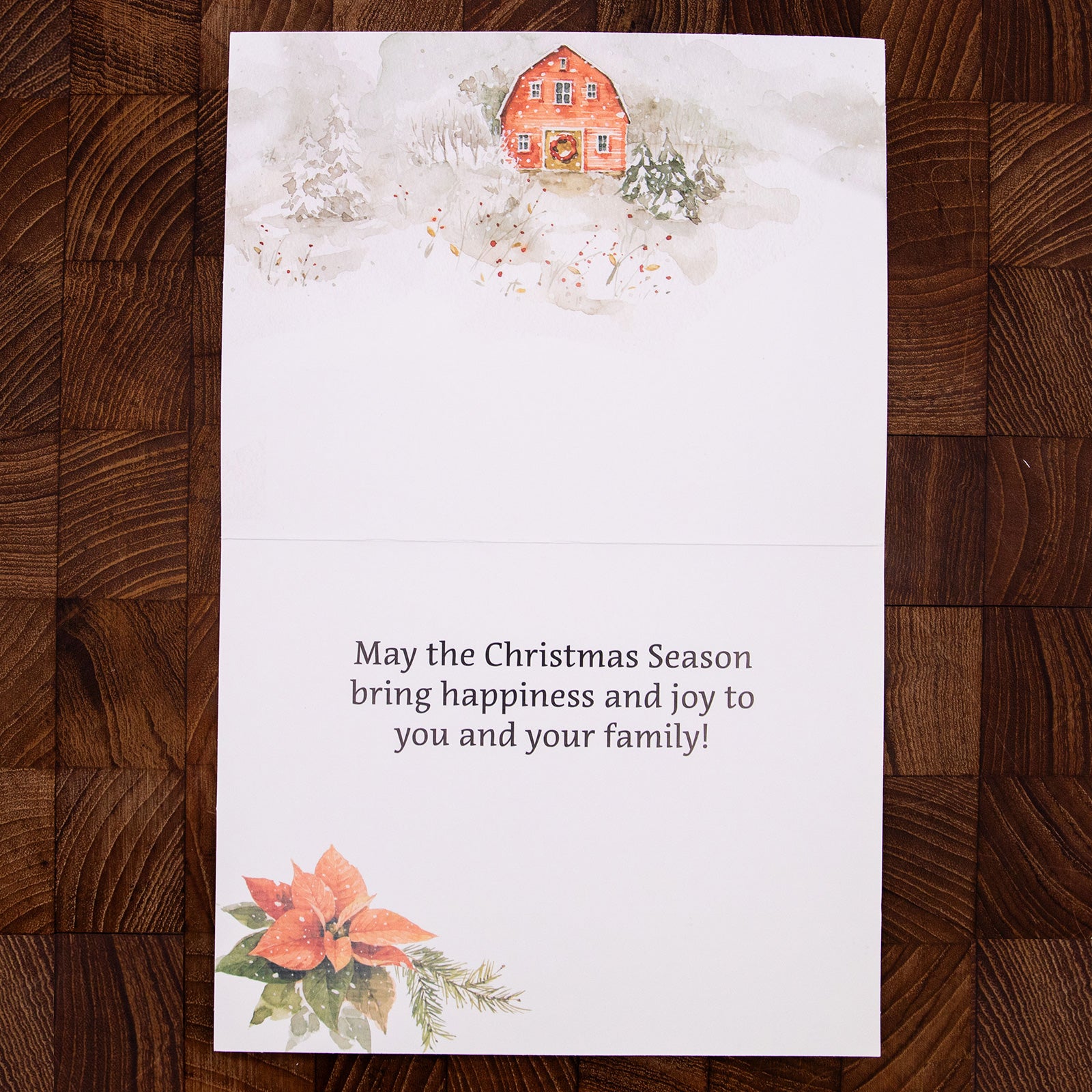 LANG社　クリスマスグリーティングカード　2つ折り　カラー封筒付き　Poinsettia Village