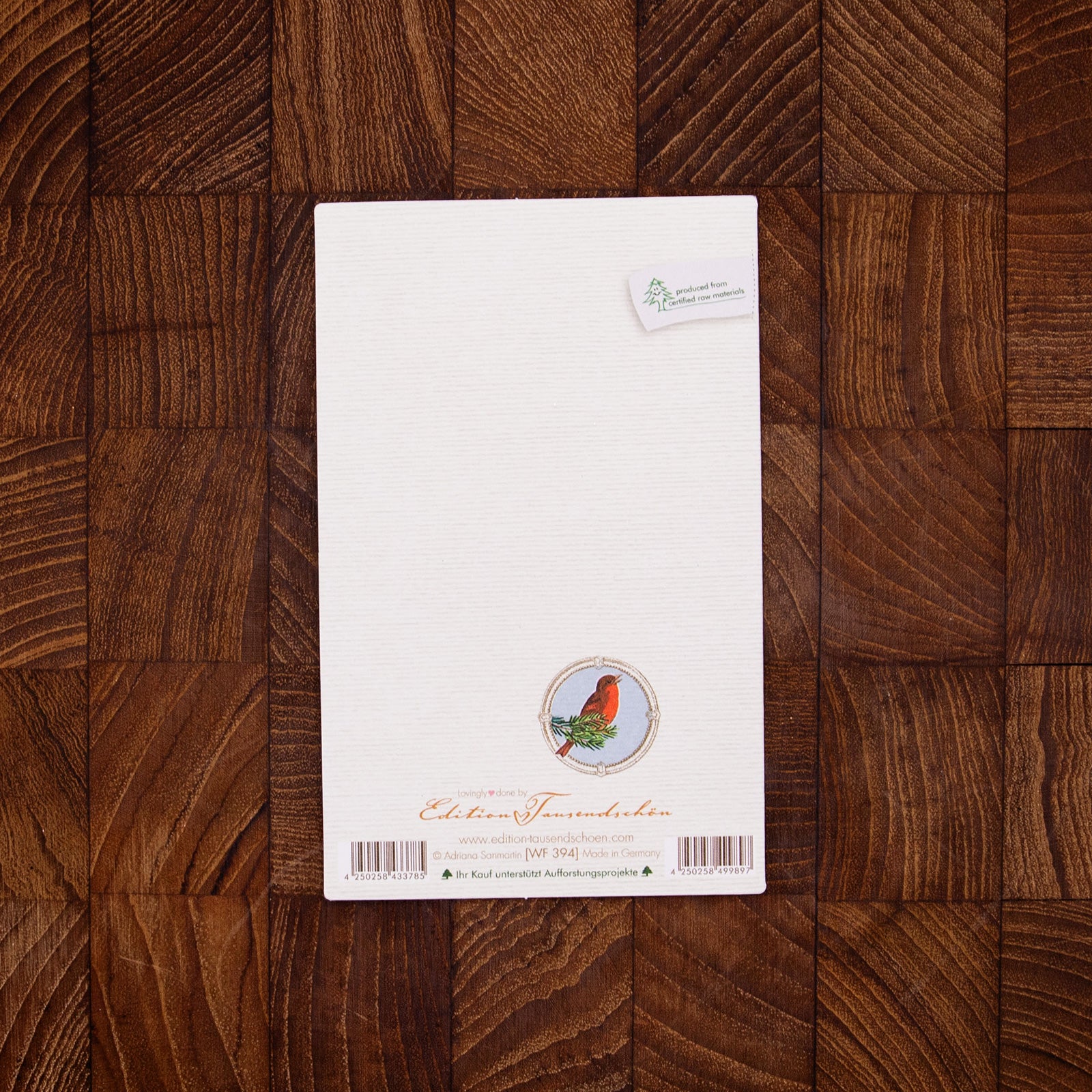 ドイツ製 クリスマス キラキラグリッター　グリーティングカード　ウサギとトナカイ