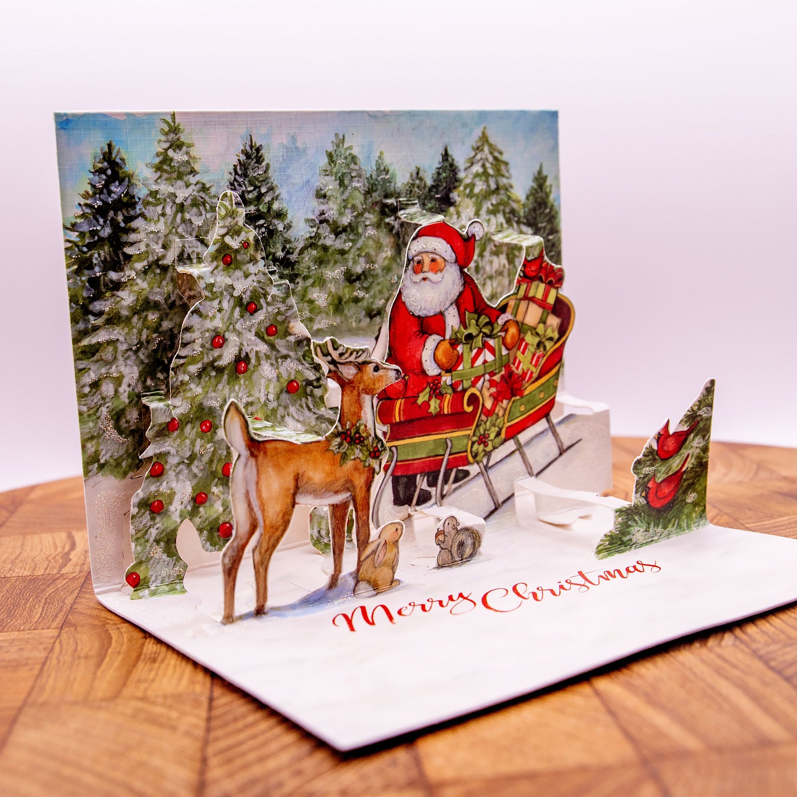 LANG社　クリスマスPOP-UP　グリッターつきグリーティングカード　カラーデザイン封筒付き　Christmas Delivery