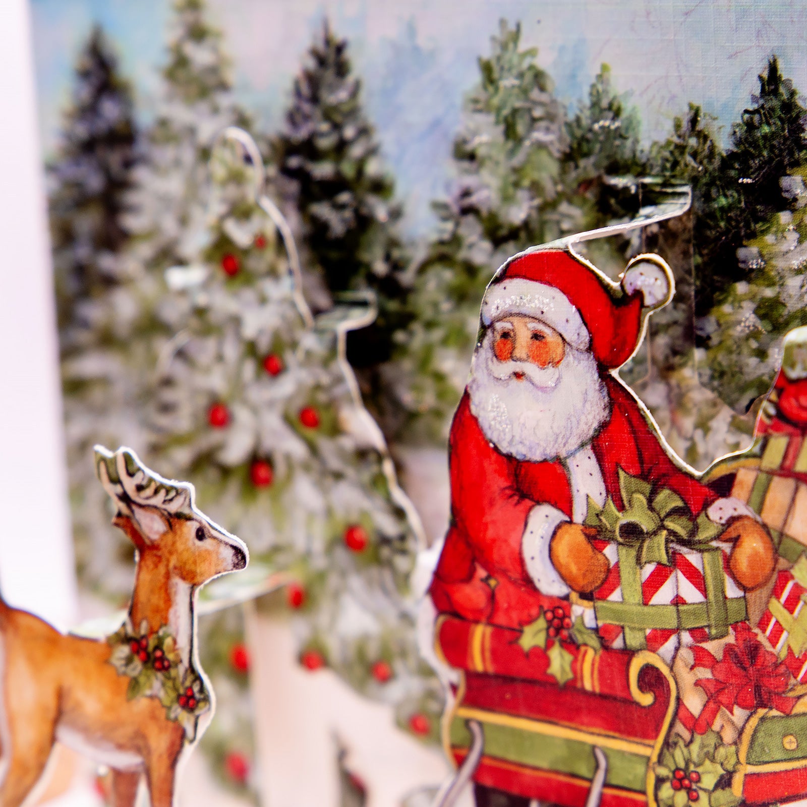 LANG社　クリスマスPOP-UP　グリッターつきグリーティングカード　カラーデザイン封筒付き　Christmas Delivery