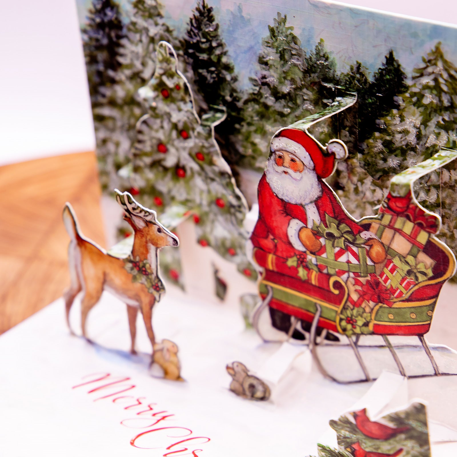 LANG社　クリスマスPOP-UP　グリッターつきグリーティングカード　カラーデザイン封筒付き　Christmas Delivery