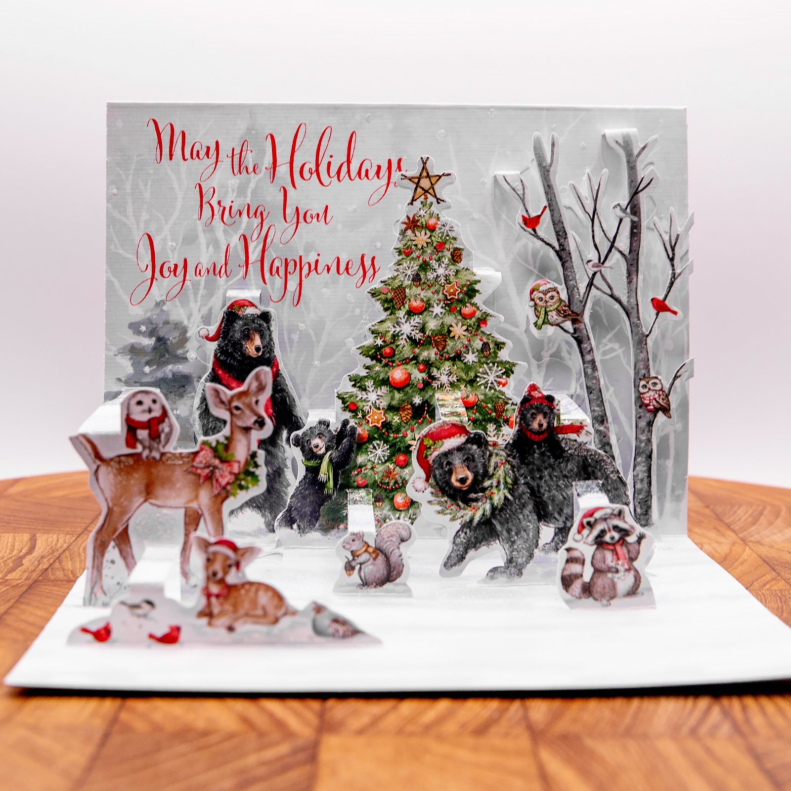 LANG社　クリスマスPOP-UP　グリッターつきグリーティングカード　カラーデザイン封筒付き　Woodland Winter