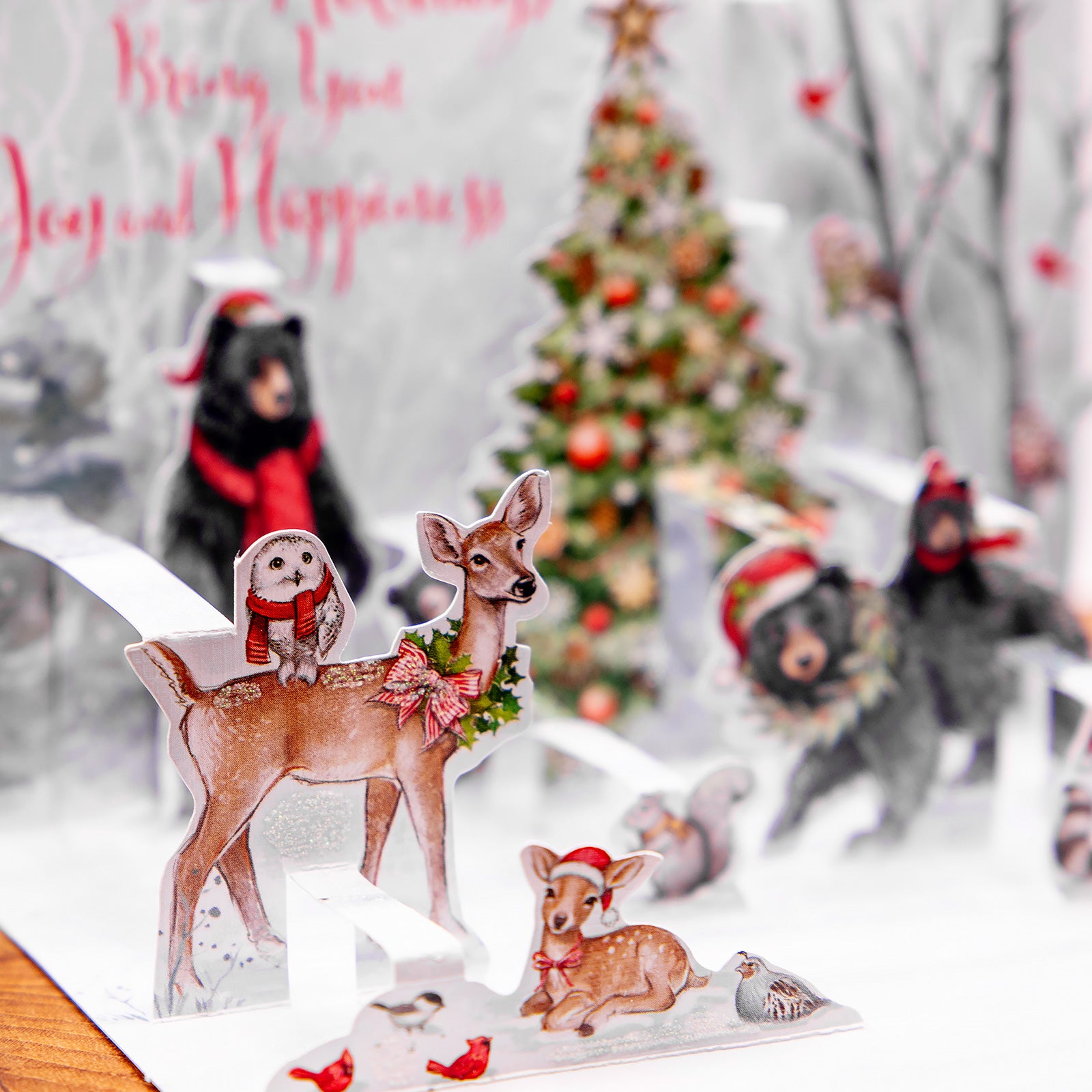 LANG社　クリスマスPOP-UP　グリッターつきグリーティングカード　カラーデザイン封筒付き　Woodland Winter