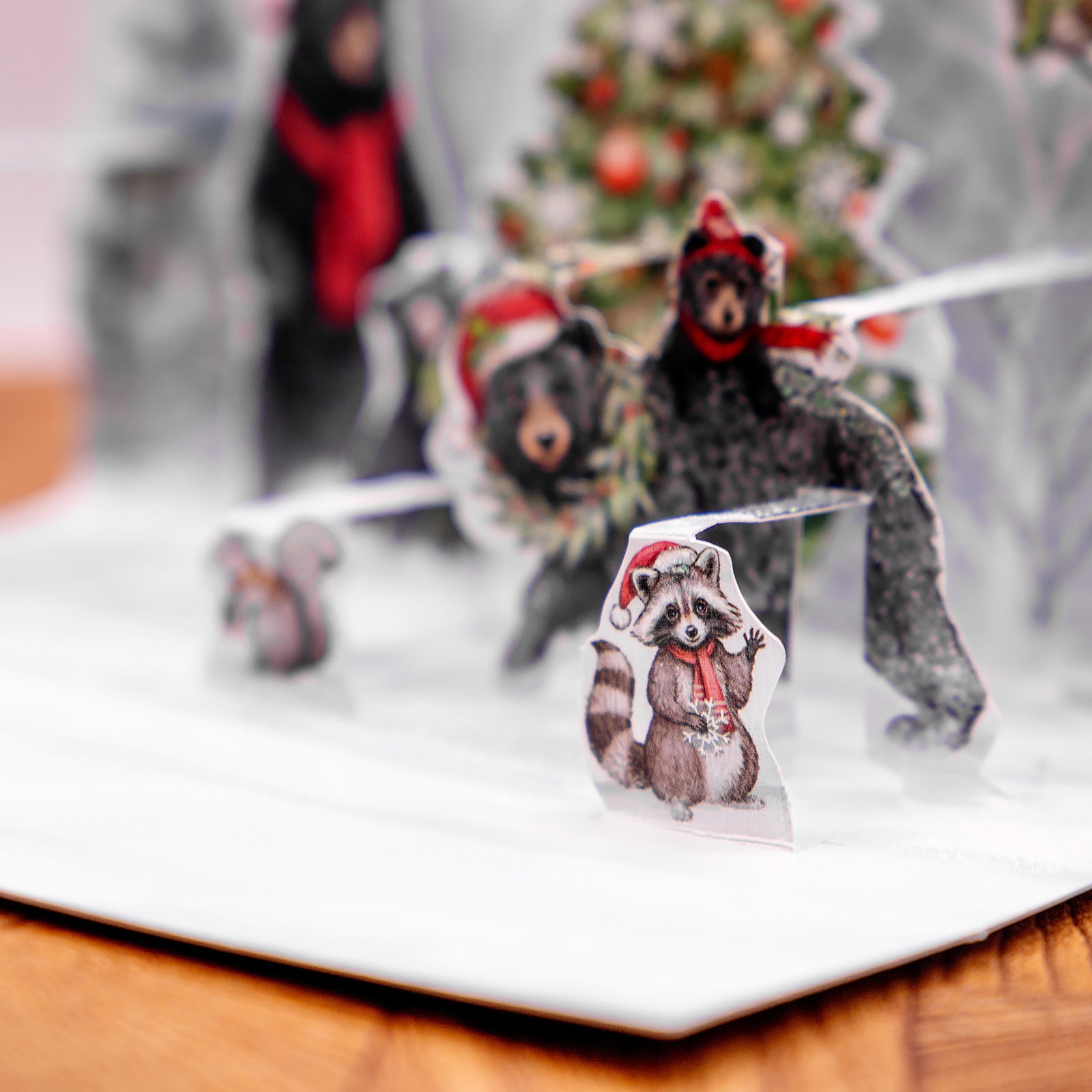 LANG社　クリスマスPOP-UP　グリッターつきグリーティングカード　カラーデザイン封筒付き　Woodland Winter