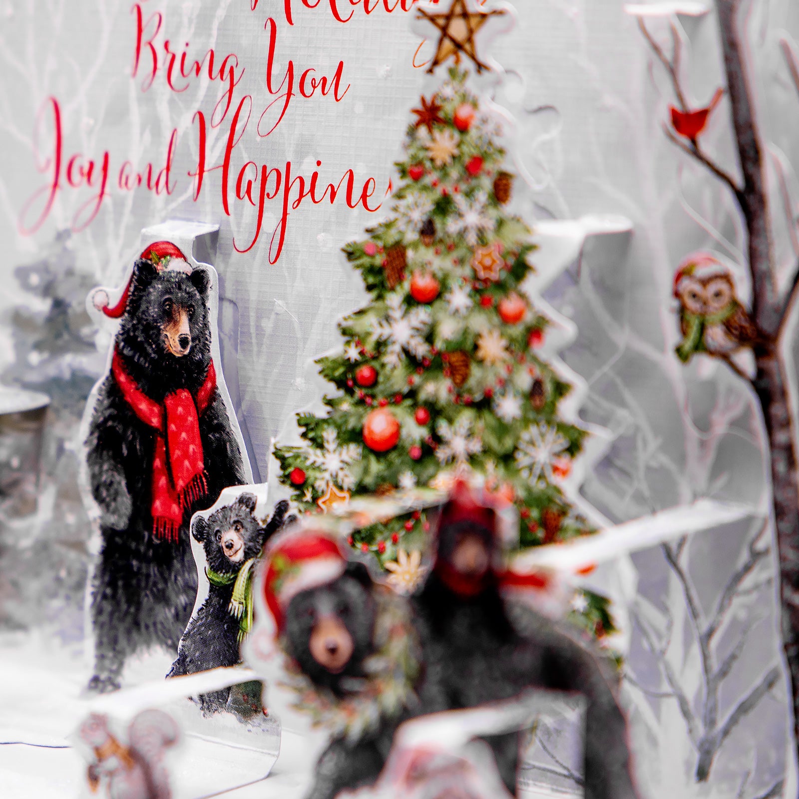 LANG社　クリスマスPOP-UP　グリッターつきグリーティングカード　カラーデザイン封筒付き　Woodland Winter