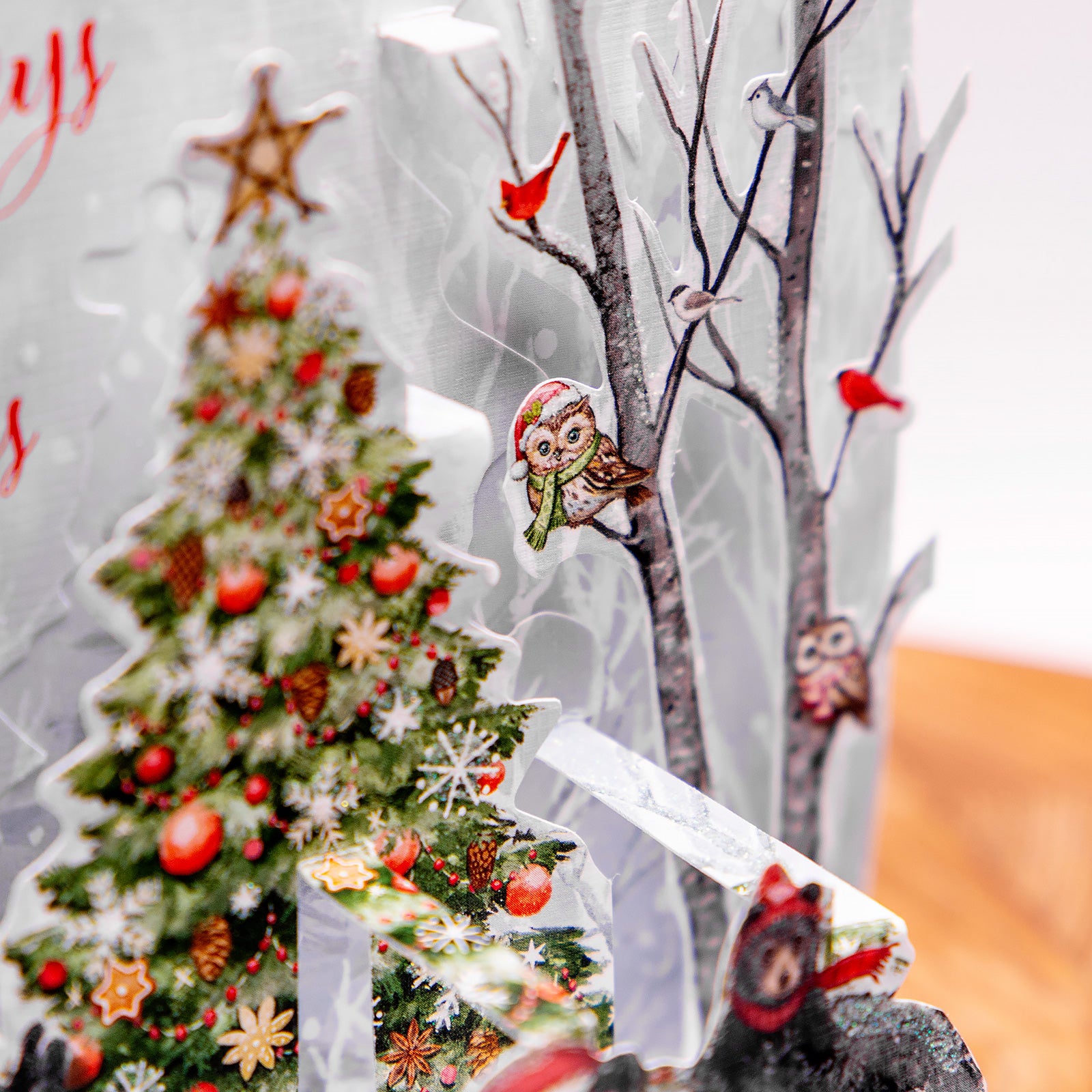 LANG社　クリスマスPOP-UP　グリッターつきグリーティングカード　カラーデザイン封筒付き　Woodland Winter