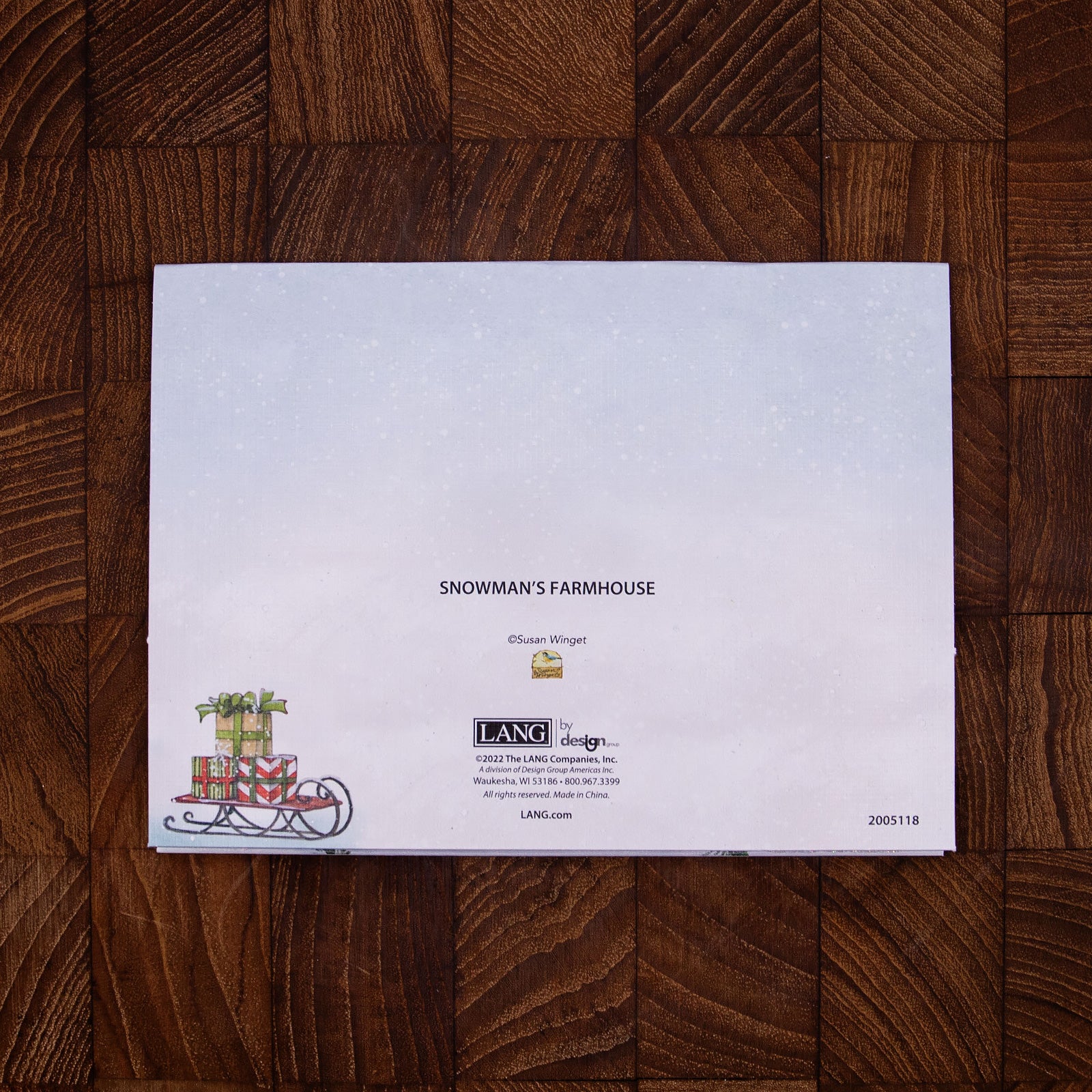 LANG社　クリスマスPOP-UP　グリッターつきグリーティングカード　カラーデザイン封筒付き　Snowman’s　Farmhouse