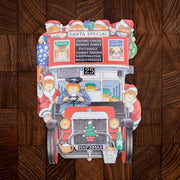 ダイカット クリスマスカード ピータークロス クリスマスのバス メッセージカード 封筒付き 白