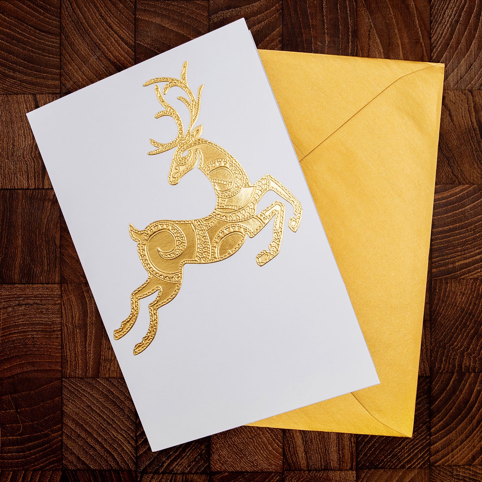 クリスマス「黄金に輝くトナカイ」メッセージカード – ニコノマニマニ