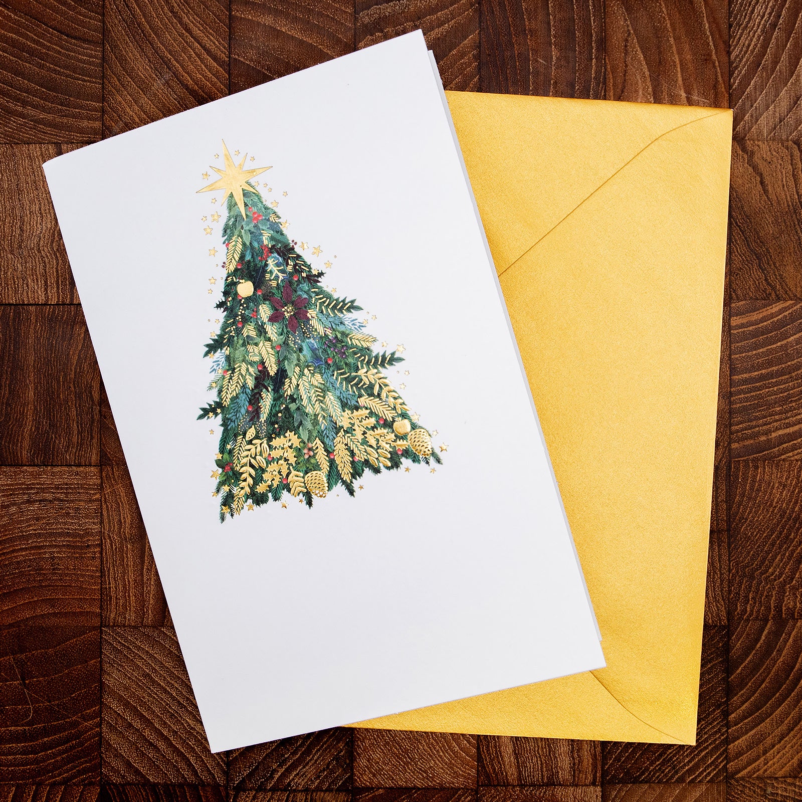 クリスマス「黄金に輝くクリスマスツリー」メッセージカード