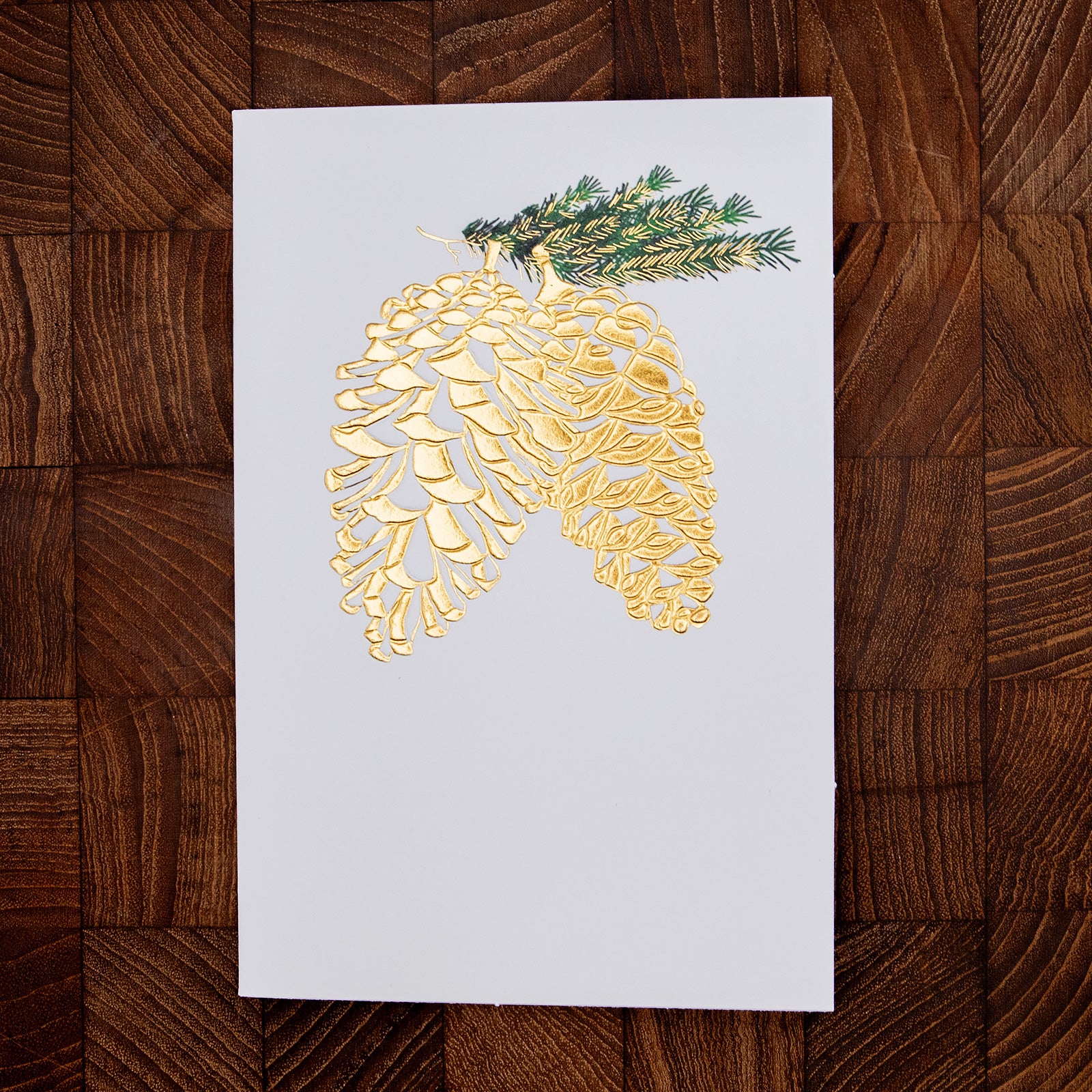 クリスマス「金の松ぼっくり」メッセージカード
