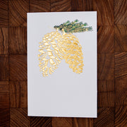 クリスマス「金の松ぼっくり」メッセージカード