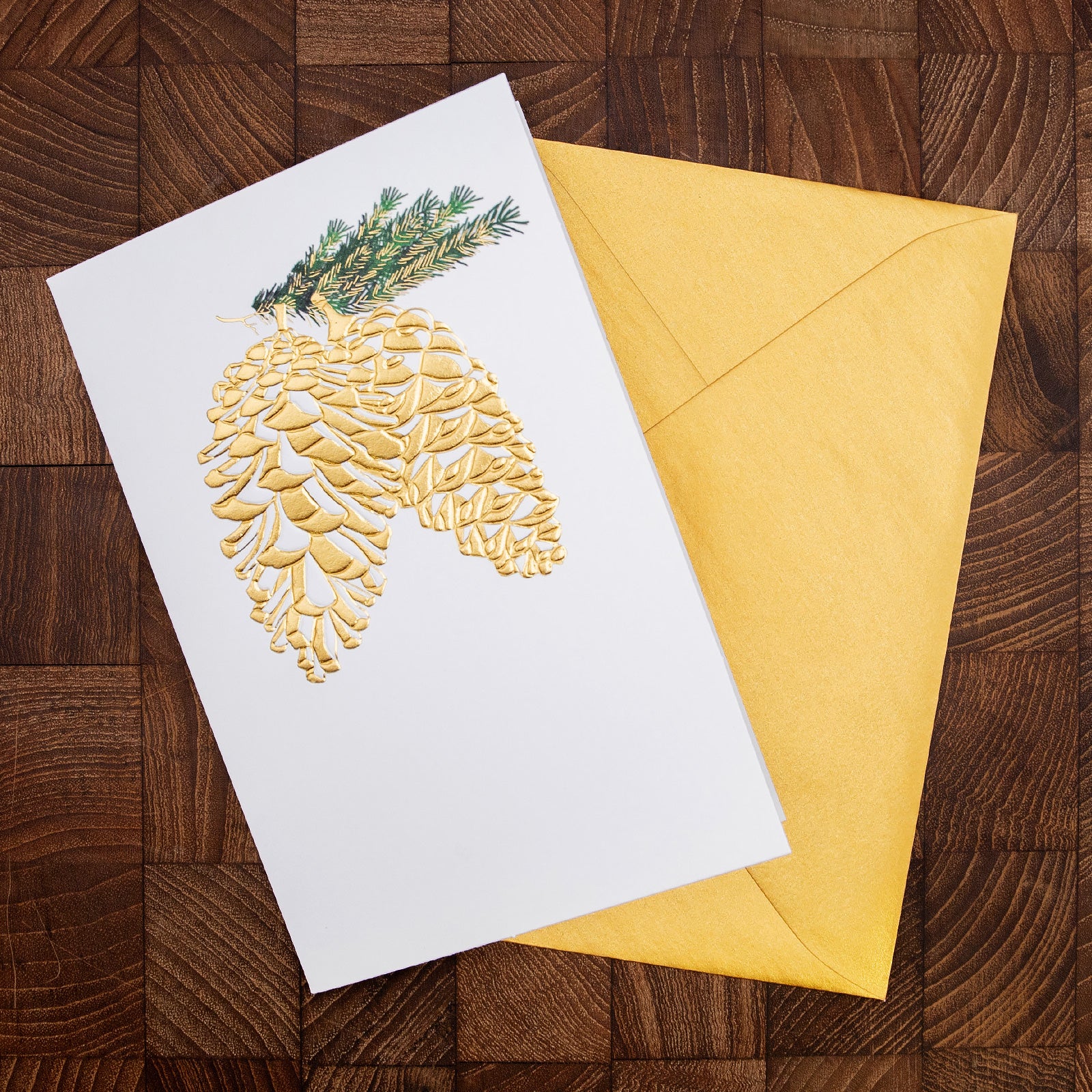 クリスマス「金の松ぼっくり」メッセージカード