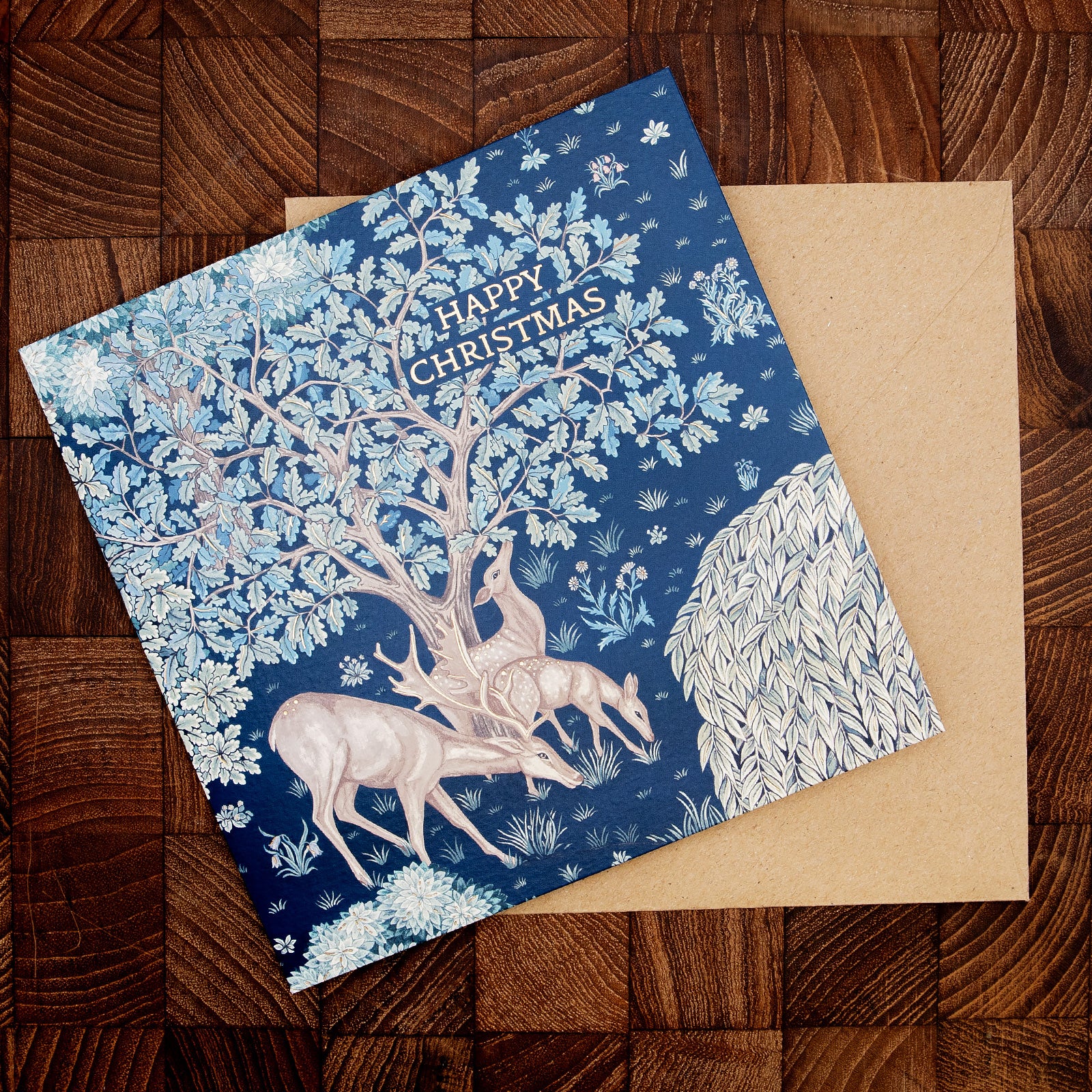 クリスマス ウィリアム・モリス「小川の鹿」　メッセージカード