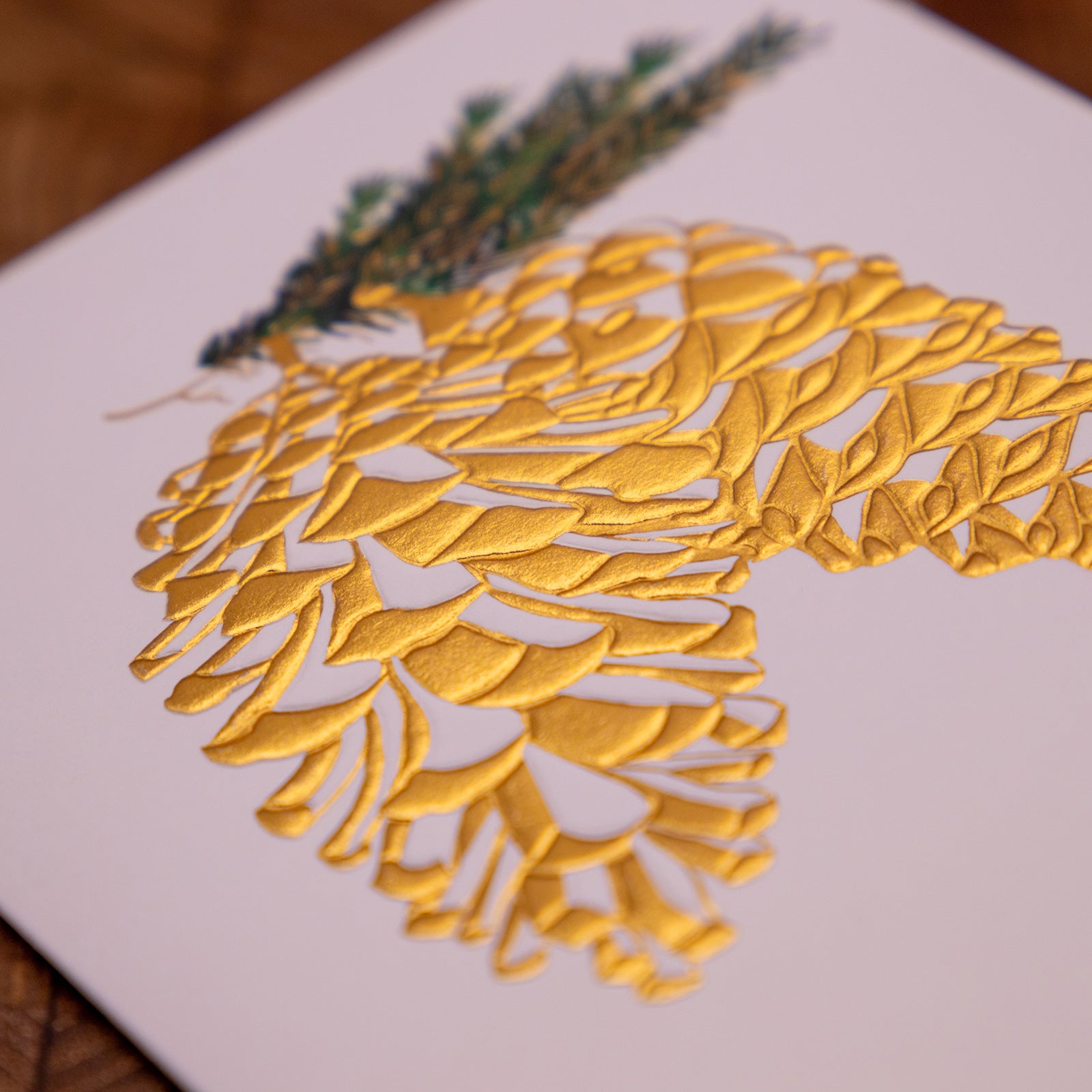 クリスマス「金の松ぼっくり」メッセージカード