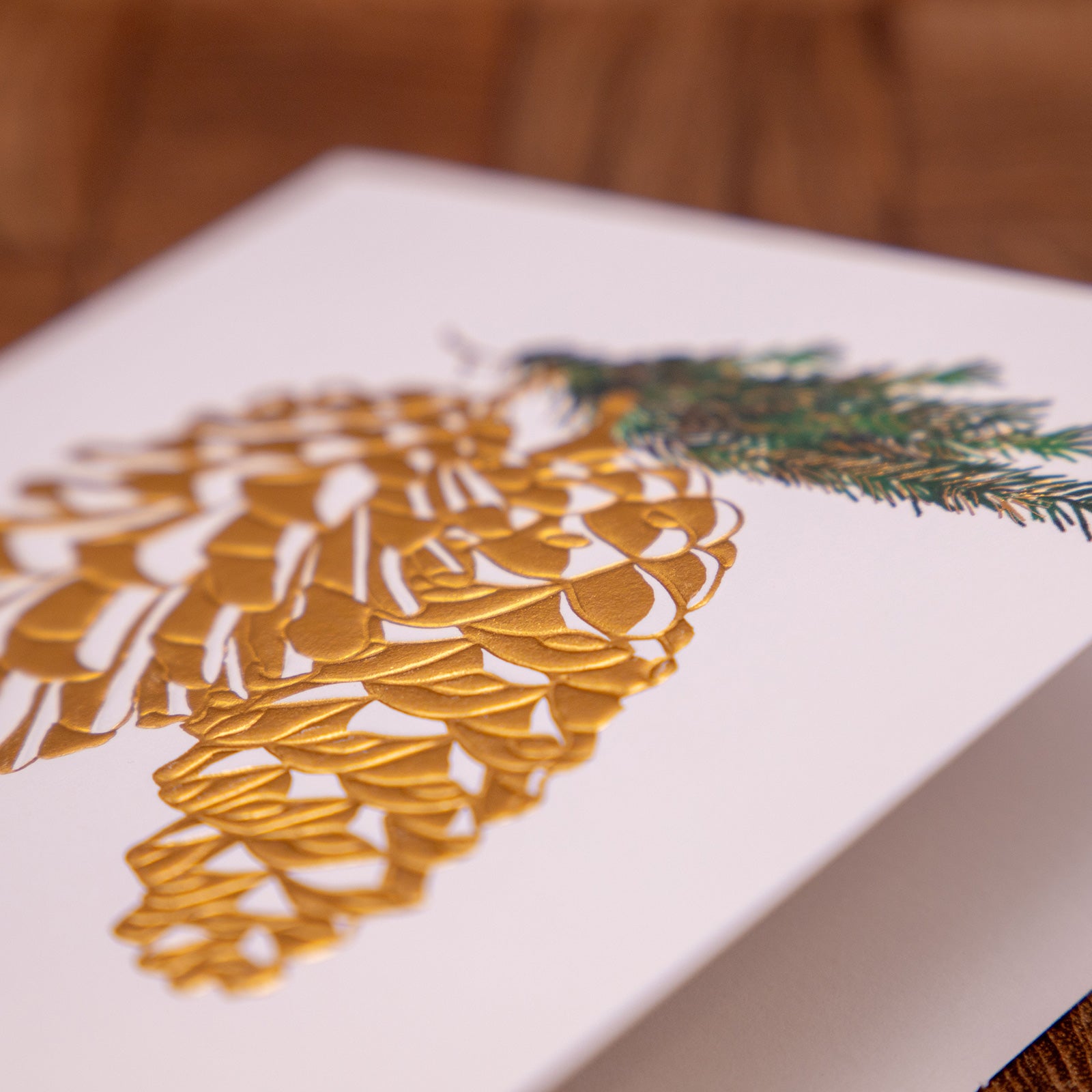 クリスマス「金の松ぼっくり」メッセージカード