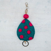 フェアトレード　羊毛フェルト 水玉 ドット キーケース