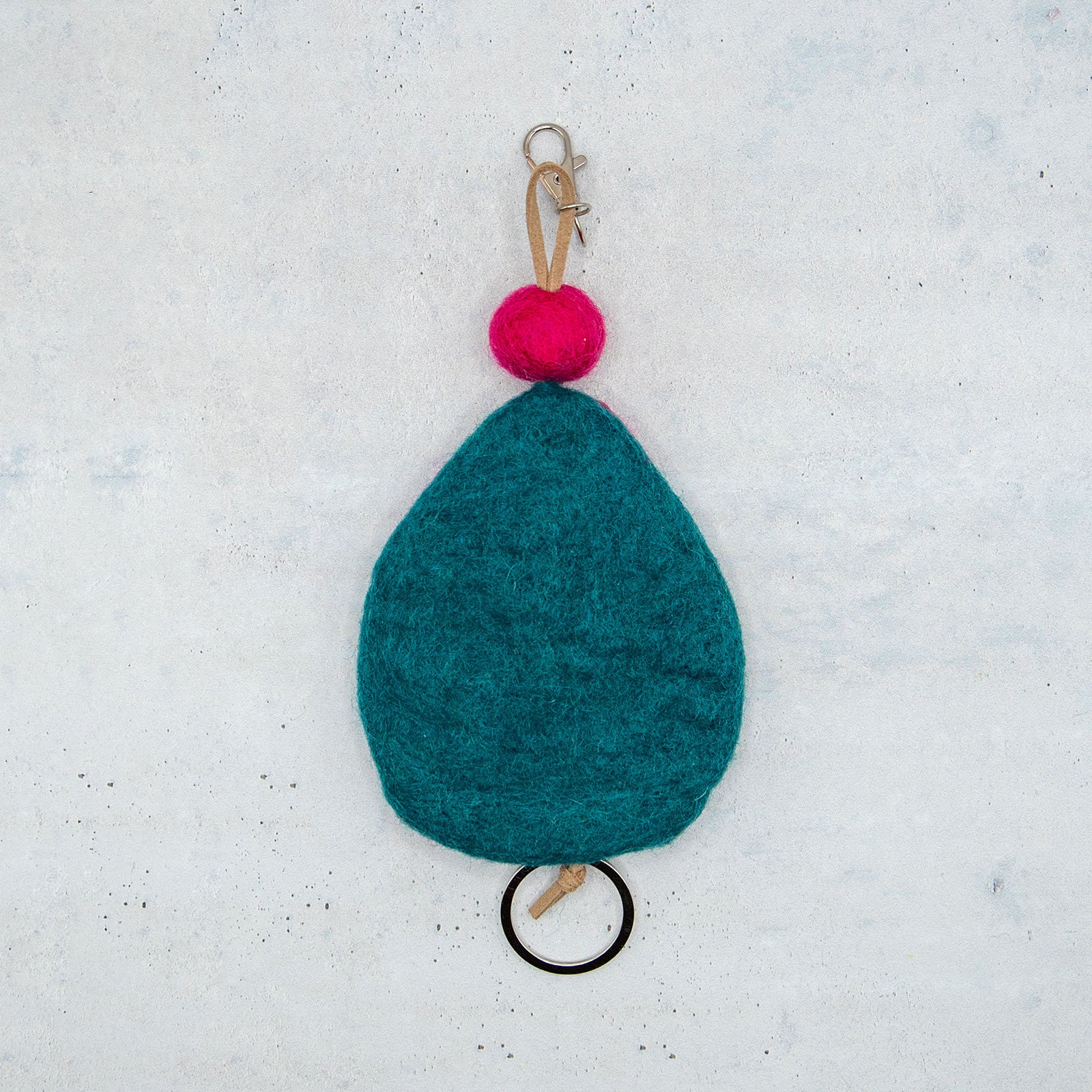 フェアトレード　羊毛フェルト 水玉 ドット キーケース