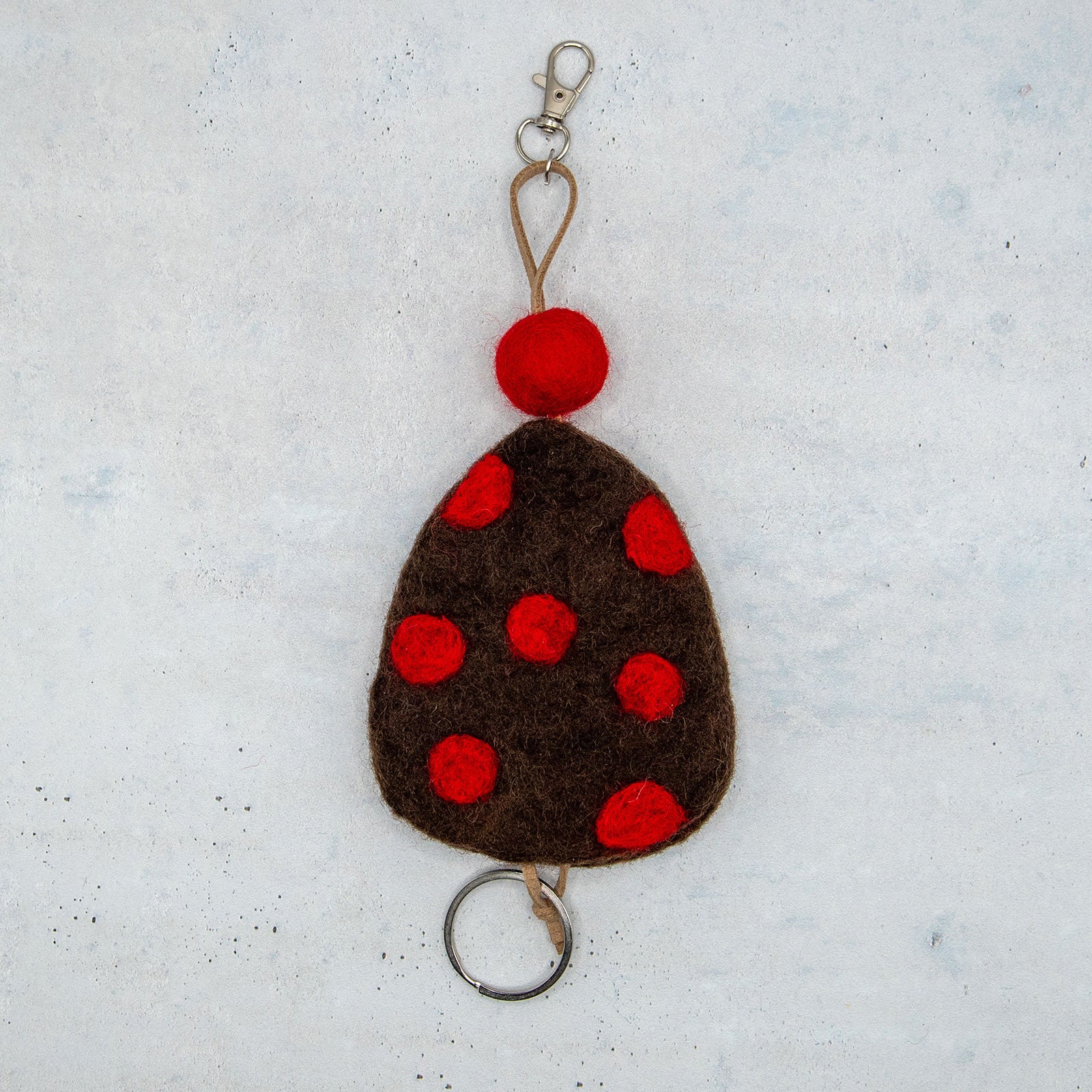 フェアトレード　羊毛フェルト 水玉 ドット キーケース