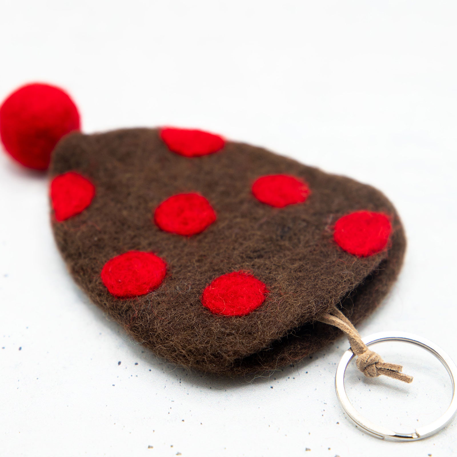 フェアトレード　羊毛フェルト 水玉 ドット キーケース