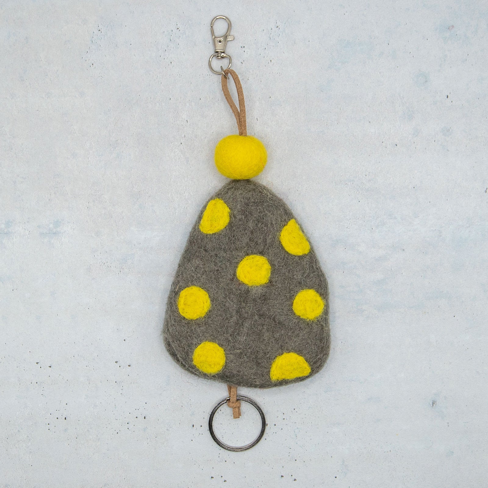 フェアトレード　羊毛フェルト 水玉 ドット キーケース