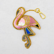 COTTAGE/コテージ　ザリ刺繍 キーホルダー フラミンゴ