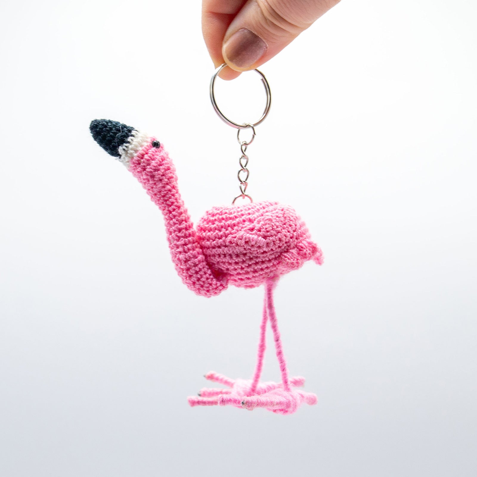 あみぐるみ　フラミンゴ　キーホルダー