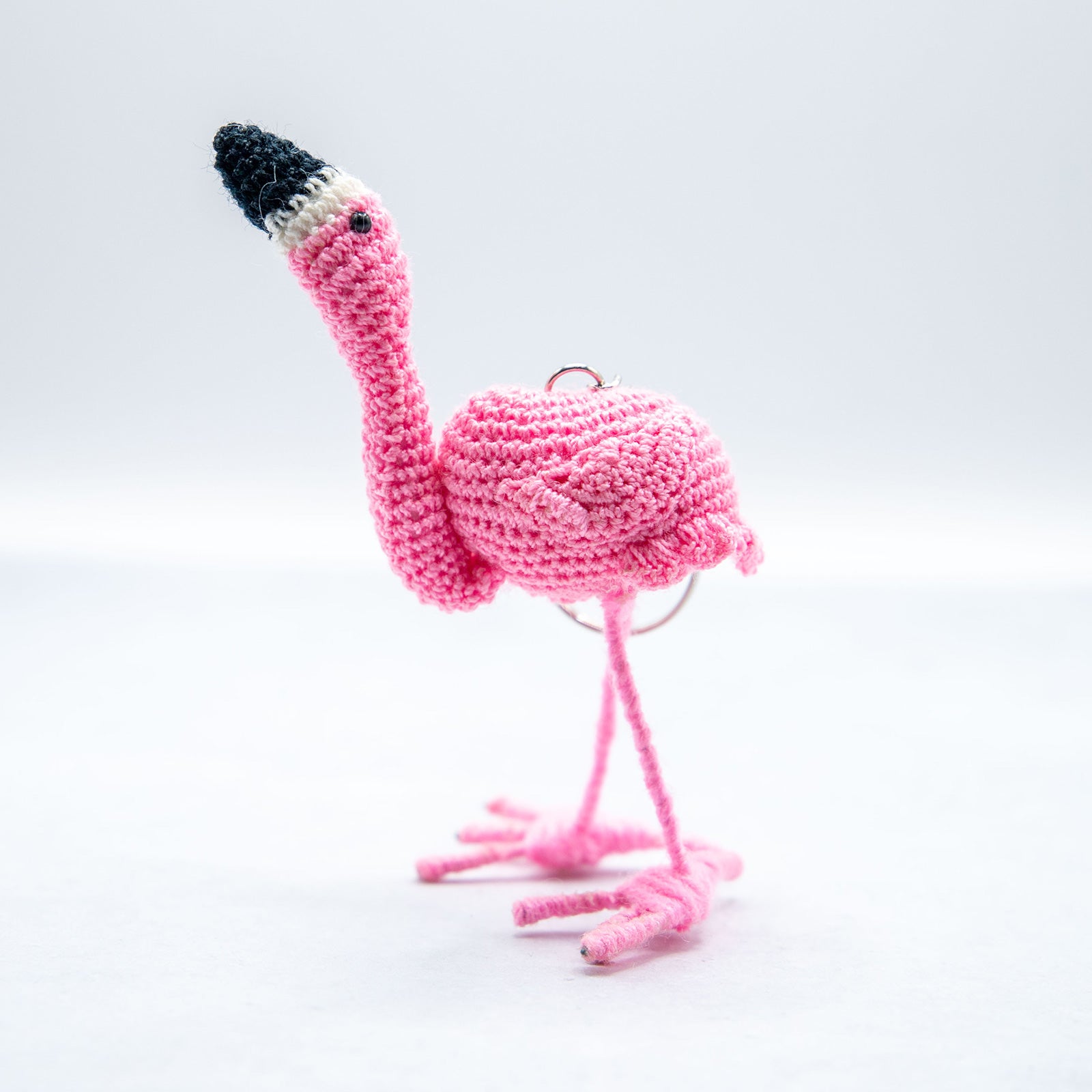 あみぐるみ　フラミンゴ　キーホルダー