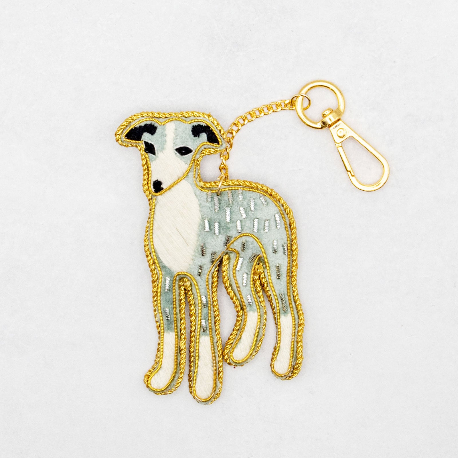 COTTAGE/コテージ　ザリ刺繍 キーホルダー イタリアングレイハウンド