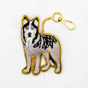 COTTAGE/コテージ　ザリ刺繍 キーホルダー ハスキー