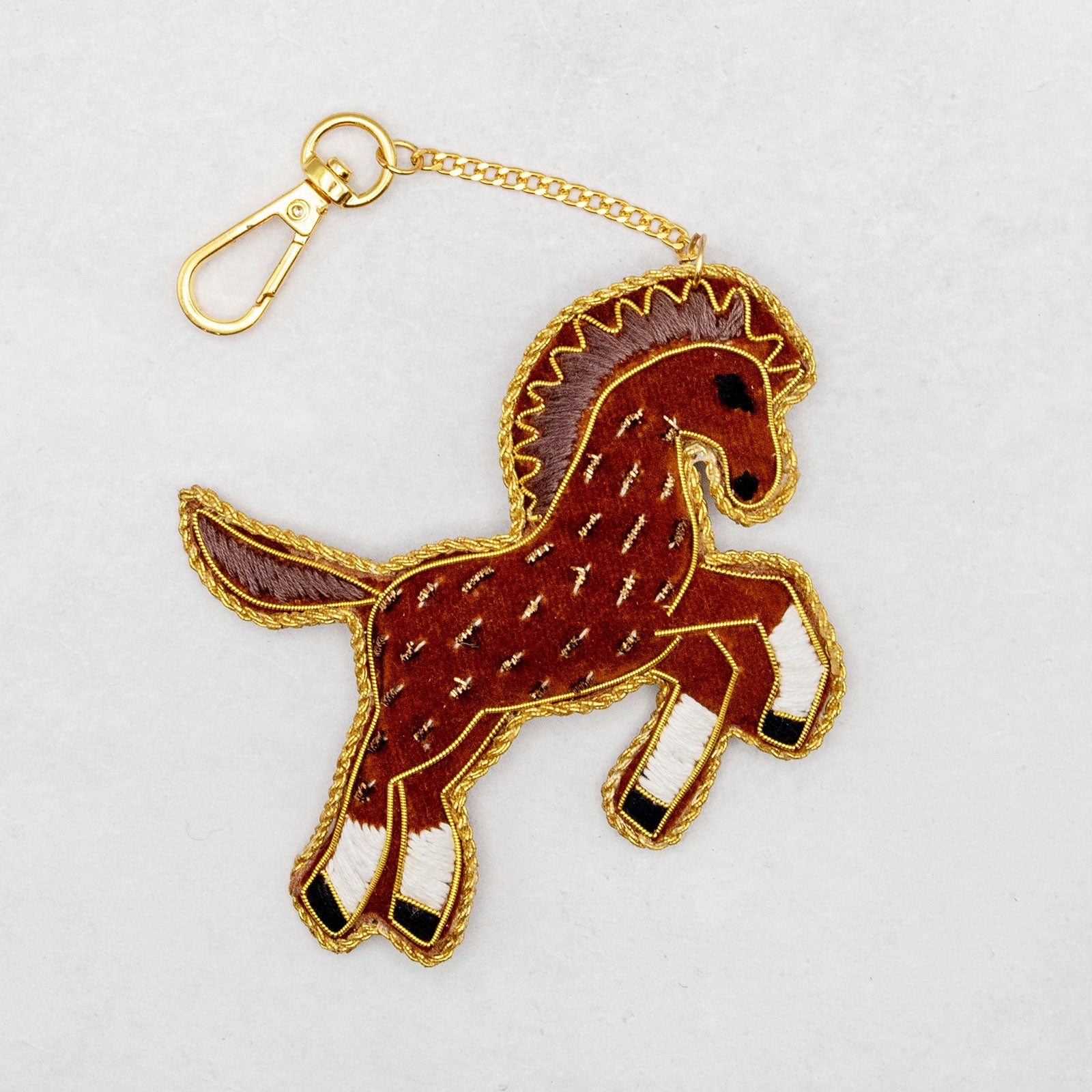 COTTAGE/コテージ　ザリ刺繍 キーホルダー ウマ