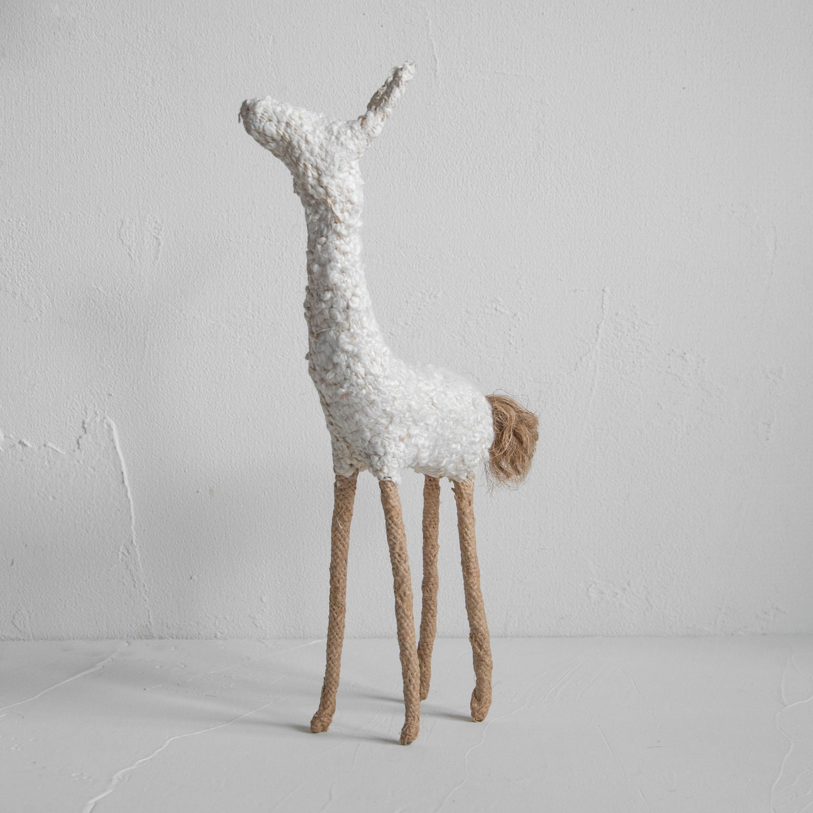 ファブリックアニマル キリン オブジェ （ホワイトブークレ）