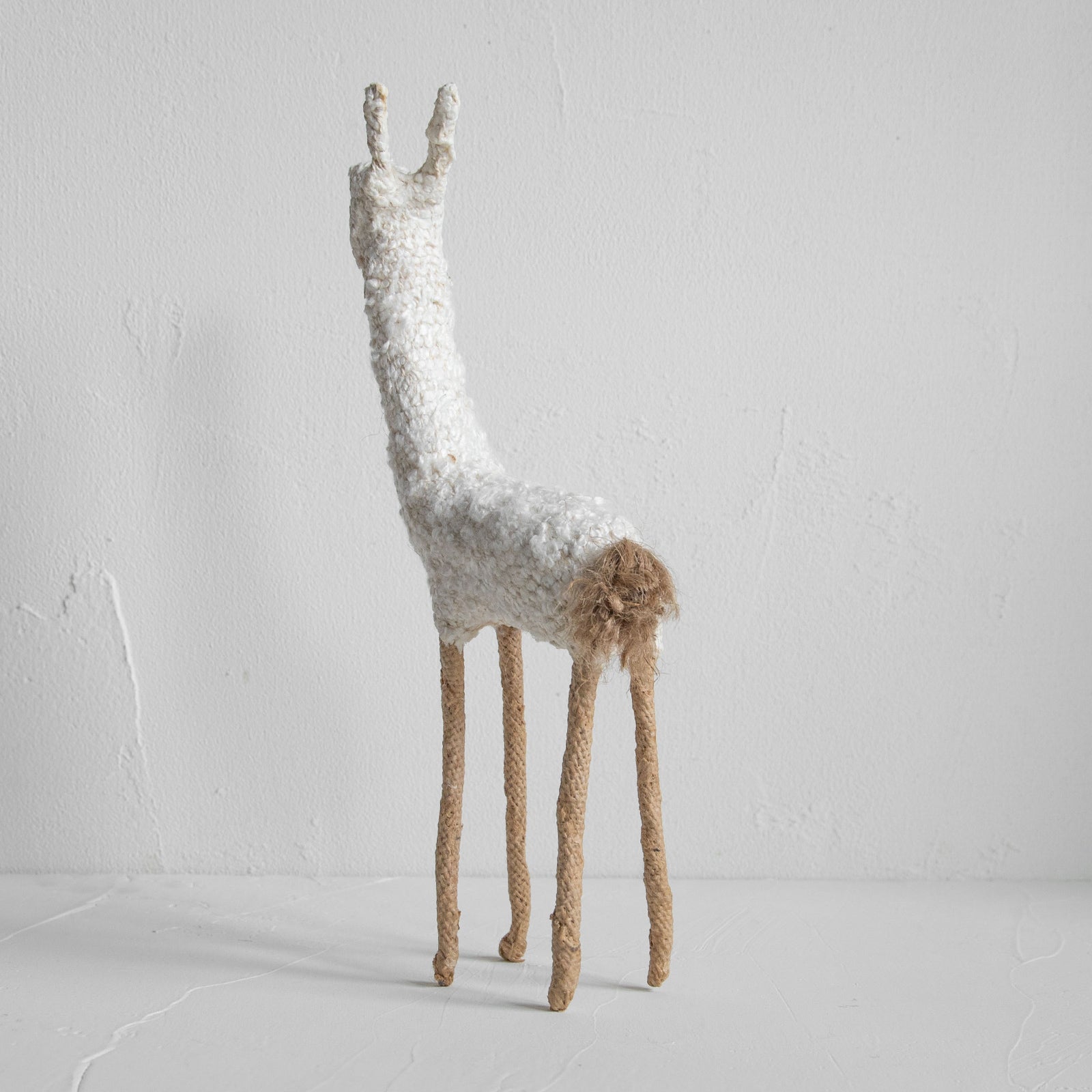 ファブリックアニマル キリン オブジェ （ホワイトブークレ）
